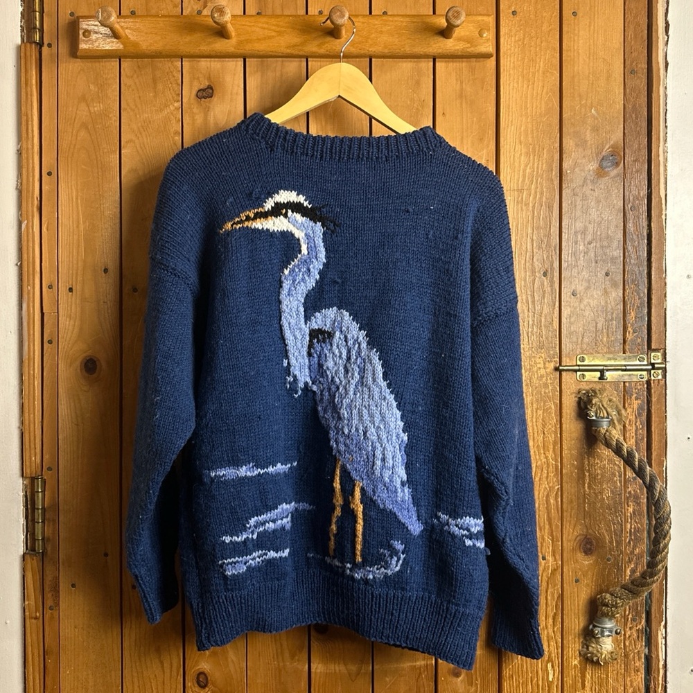 Handknit Blue Heron Sweater